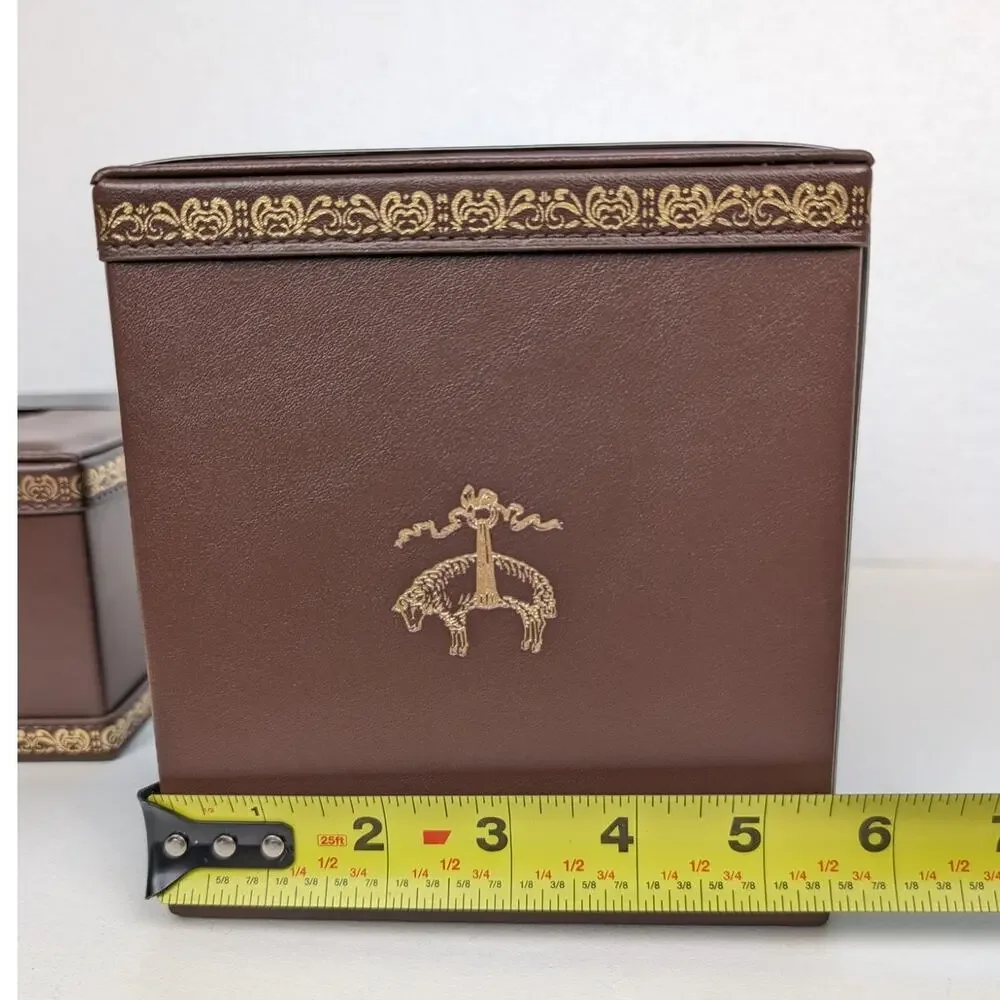 Brooks Brothers Sheep Tissue Box Holder Leather Old Money Equestrian Preppy NWT